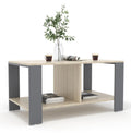 Mivo Coffee Table with Dual Shelf – Acacia Light Grey