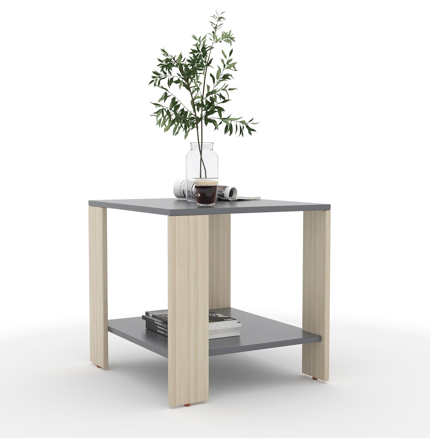 Nova Coffee & Side Table with 2-Tier Storage – Acacia Grey