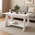 Sovo Coffee Centre Table with Shelf – Everest White