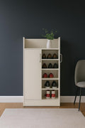 Multi-Shelf Shoe Rack with Cabinet – Irish Cream
