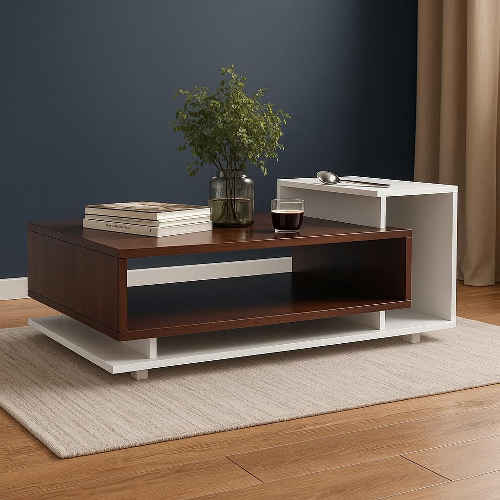 Zyra Modern Coffee Table with Storage – White & Wenge