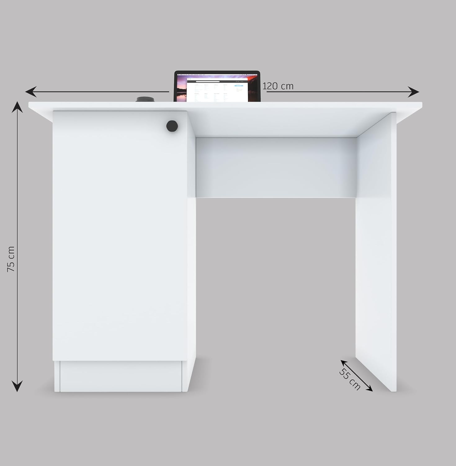 Tabloft Executive Desk with Cabinet – Everest White