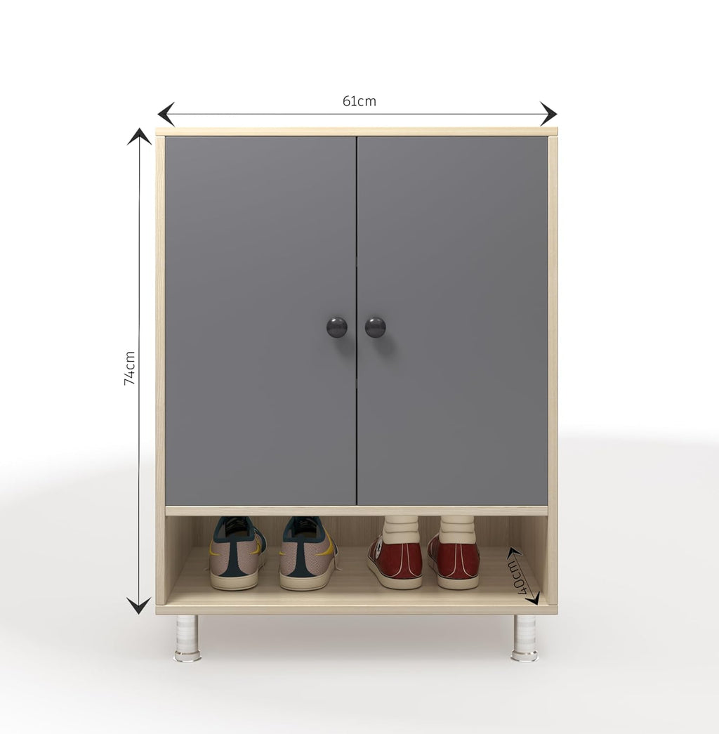 Stero Shoe Rack with Cabinet – Acacia Light & Grey