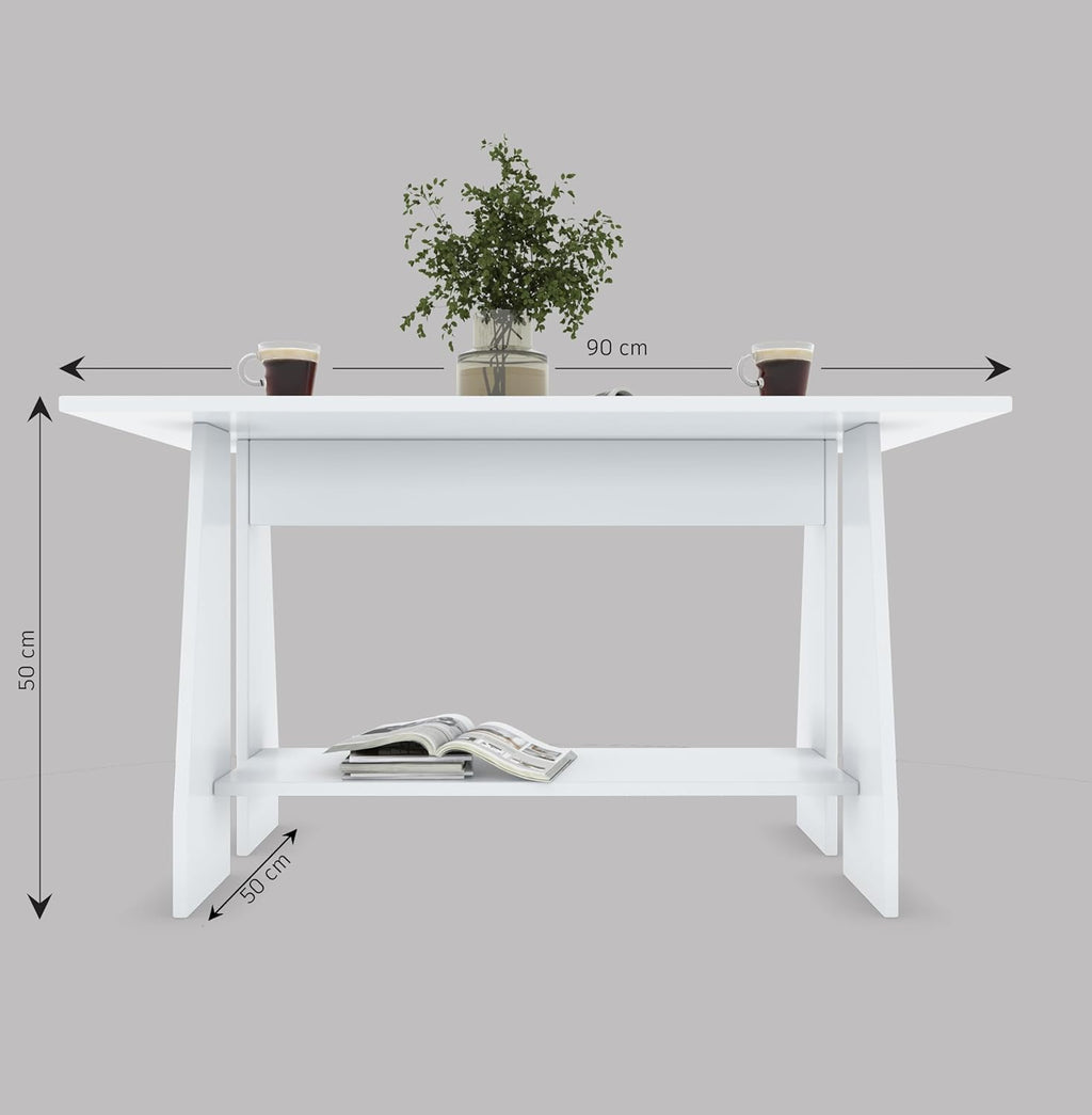 Sovo Coffee Centre Table with Shelf – Everest White
