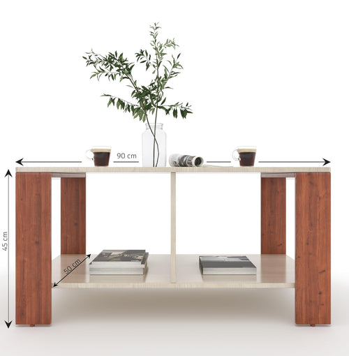 Mivo Coffee Table with Dual Shelf – Acacia Light & Pine