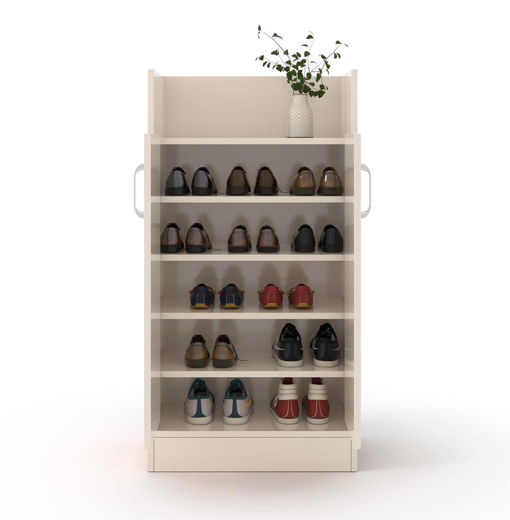 Multi-Shelf Shoe Rack with Cabinet – Irish Cream