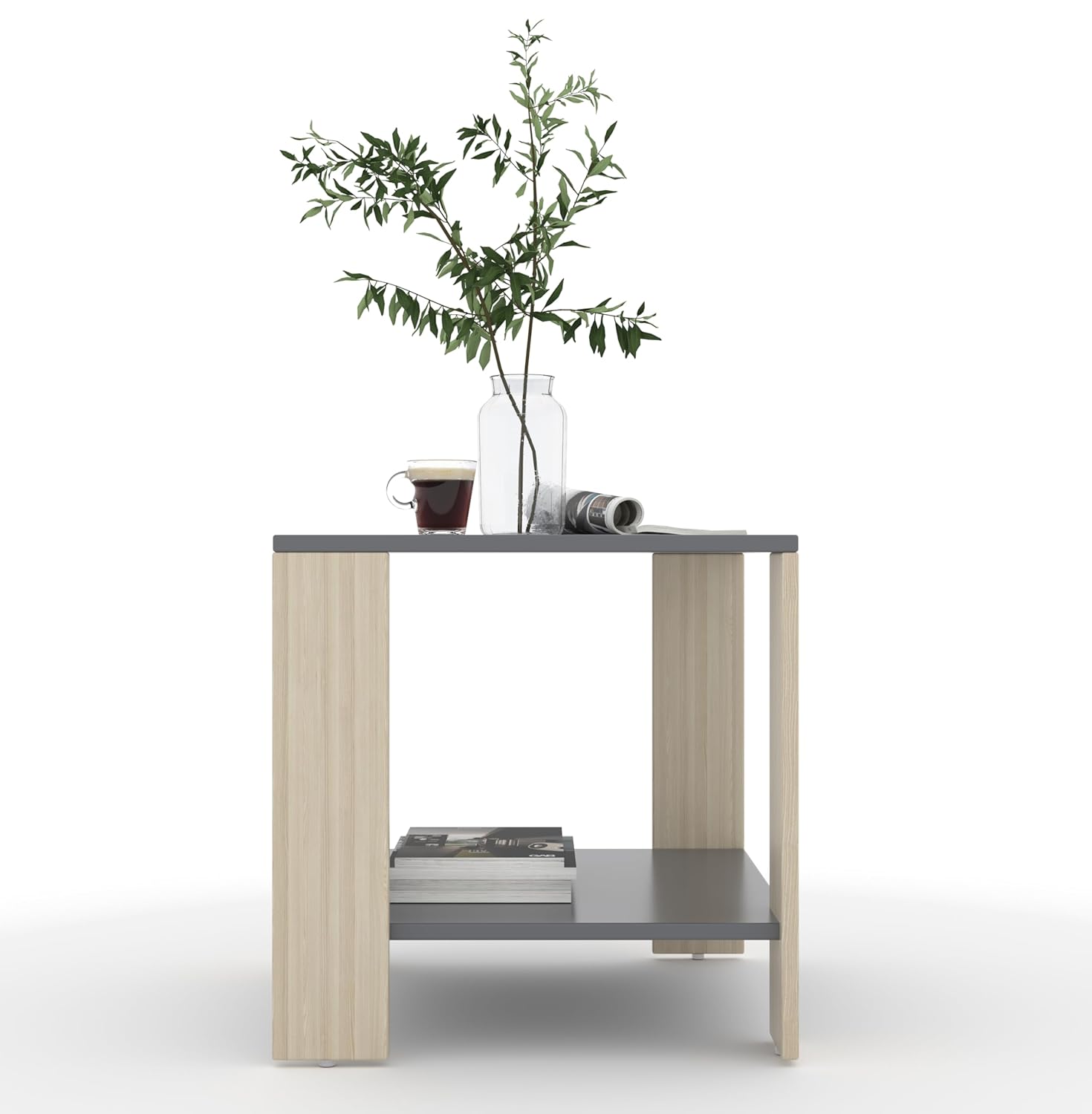 Nova Coffee & Side Table with 2-Tier Storage – Acacia Grey