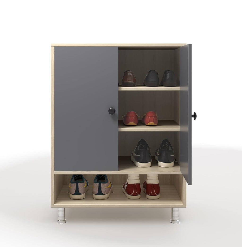 Stero Shoe Rack with Cabinet – Acacia Light & Grey
