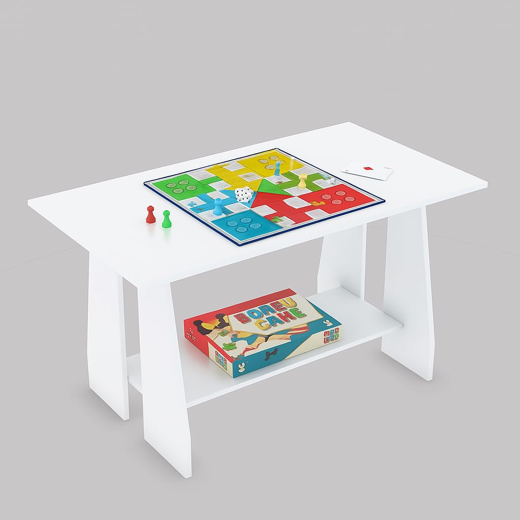 Sovo Coffee Centre Table with Shelf – Everest White