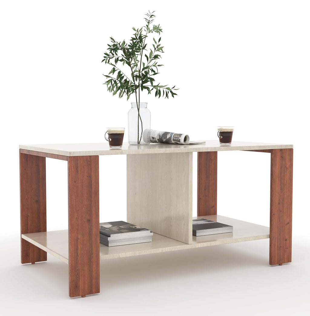 Mivo Coffee Table with Dual Shelf – Acacia Light & Pine
