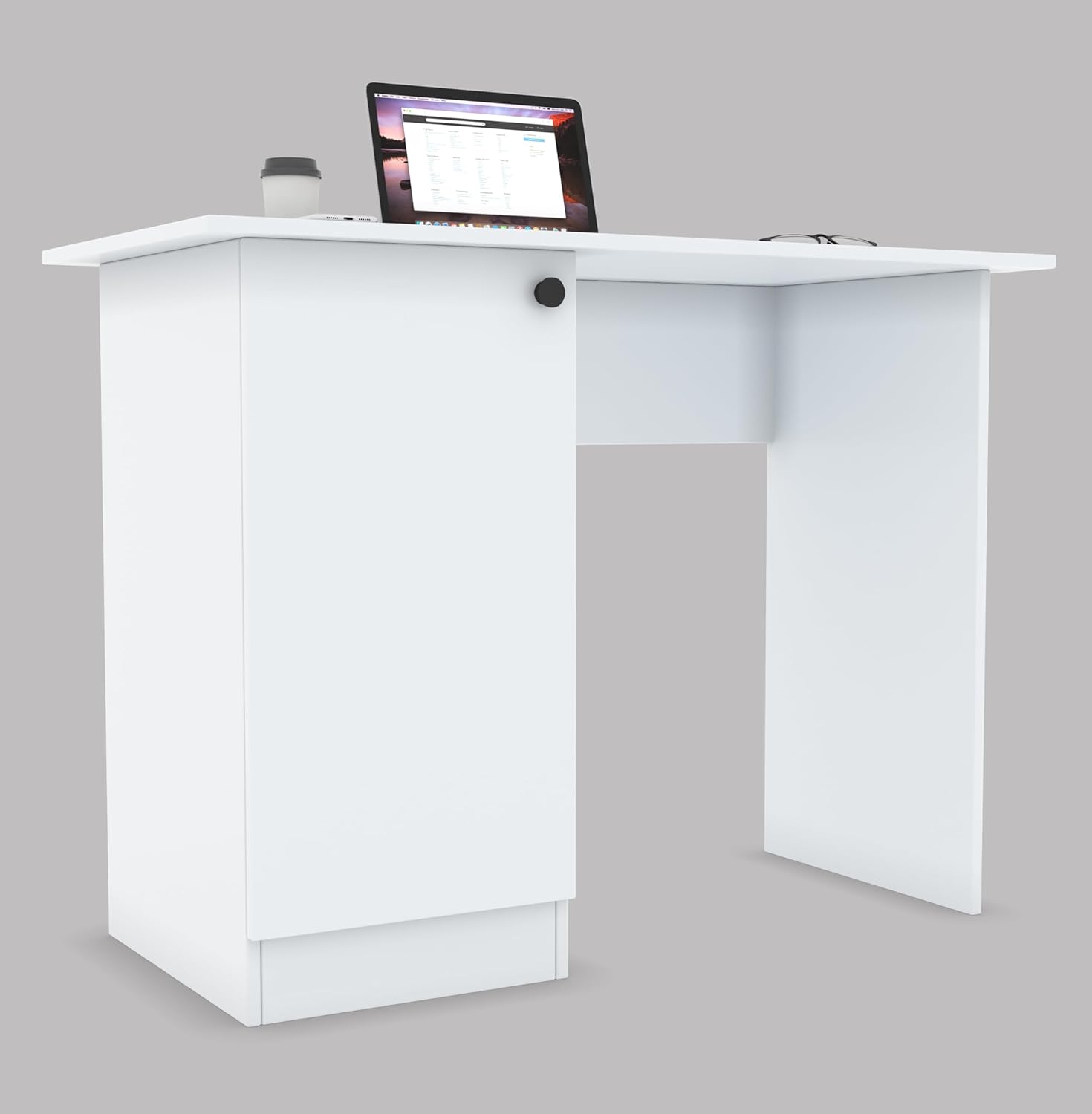 Tabloft Executive Desk with Cabinet – Everest White