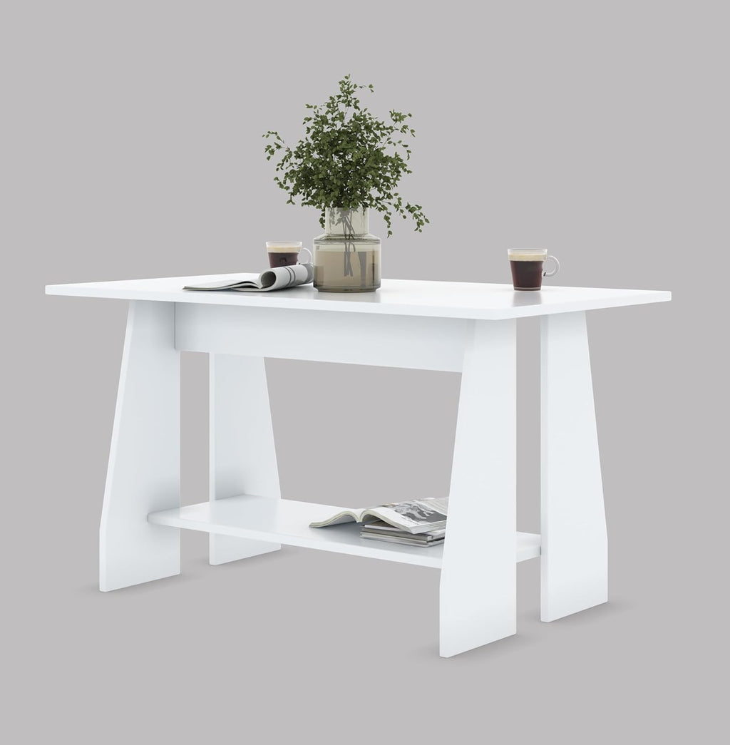 Sovo Coffee Centre Table with Shelf – Everest White