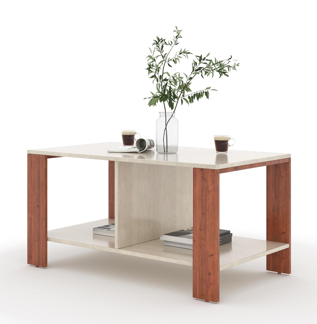 Mivo Coffee Table with Dual Shelf – Acacia Light & Pine