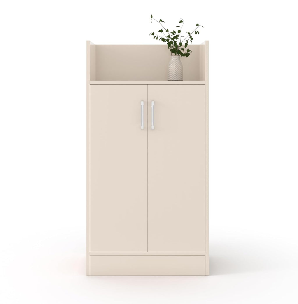 Multi-Shelf Shoe Rack with Cabinet – Irish Cream