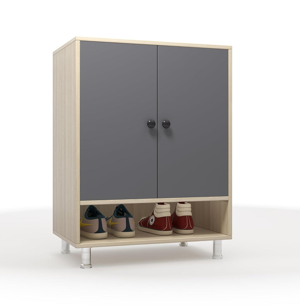 Stero Shoe Rack with Cabinet – Acacia Light & Grey