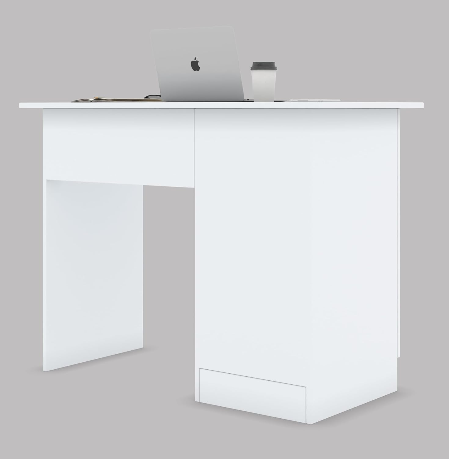 Tabloft Executive Desk with Cabinet – Everest White