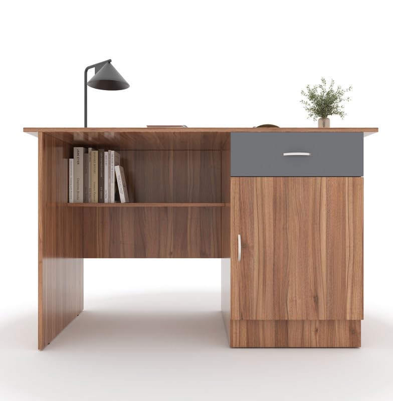 Study Desk with Drawer & Cabinet – Lyon Walnut