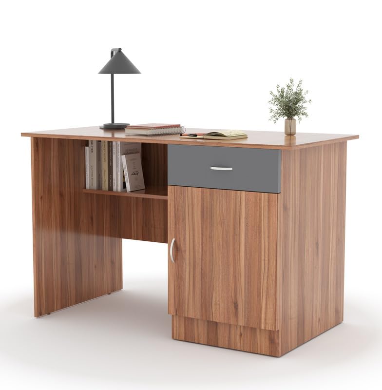 Study Desk with Drawer & Cabinet – Lyon Walnut