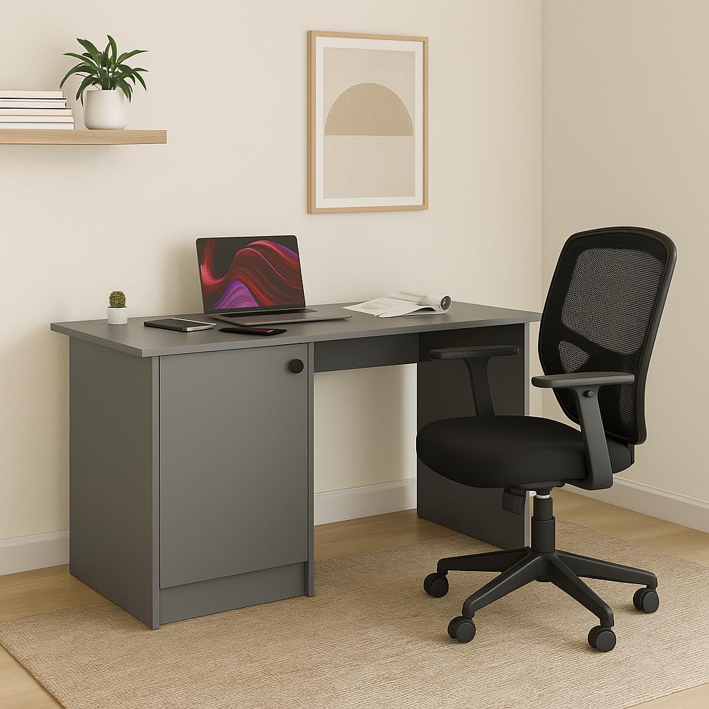 Tabloft Executive Desk with Cabinet – Gothic Grey