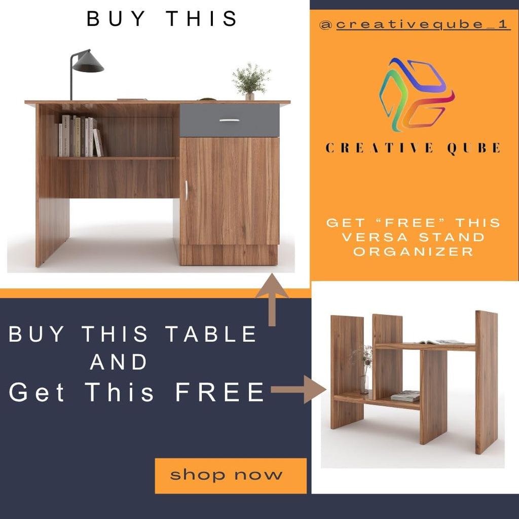 Study Desk with Drawer & Cabinet – Lyon Walnut