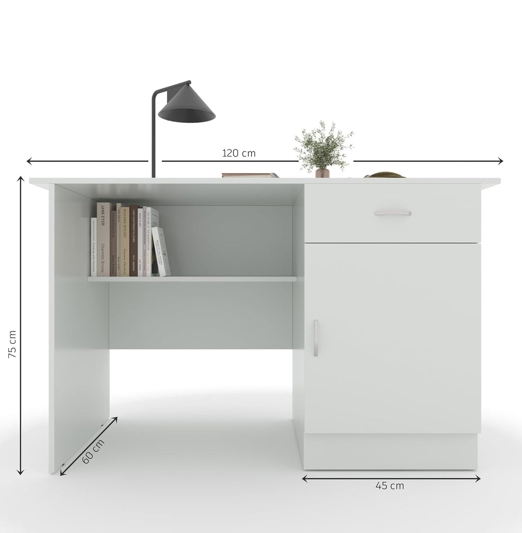 Study Desk with Keyboard Tray – Everest White