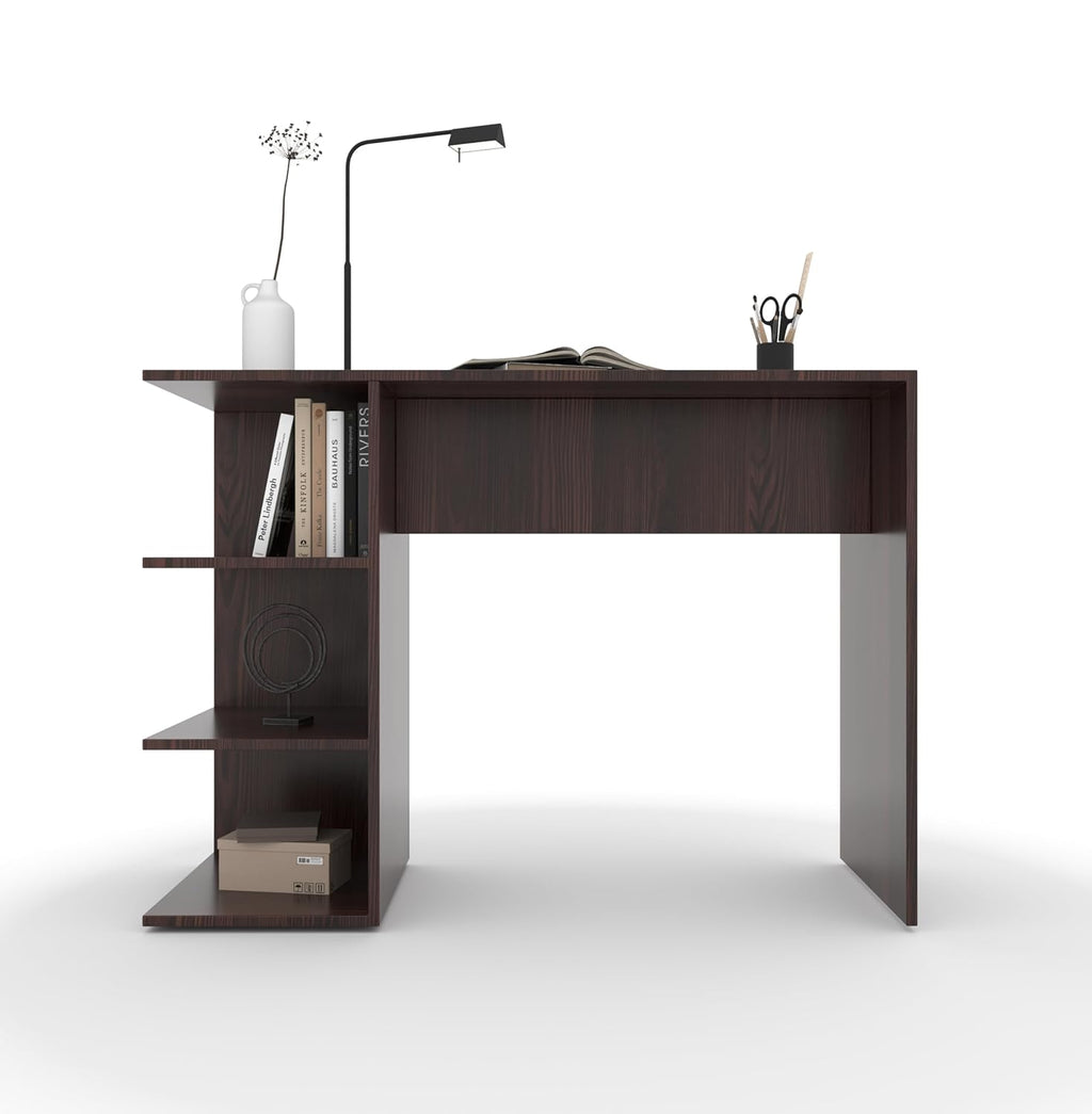 Compact Study Table with 3 Open Shelves – Wenge