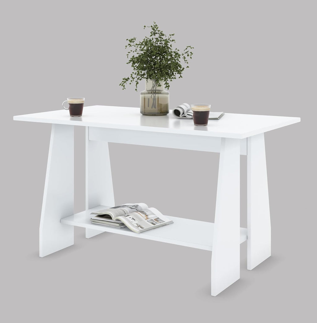 Sovo Coffee Centre Table with Shelf – Everest White