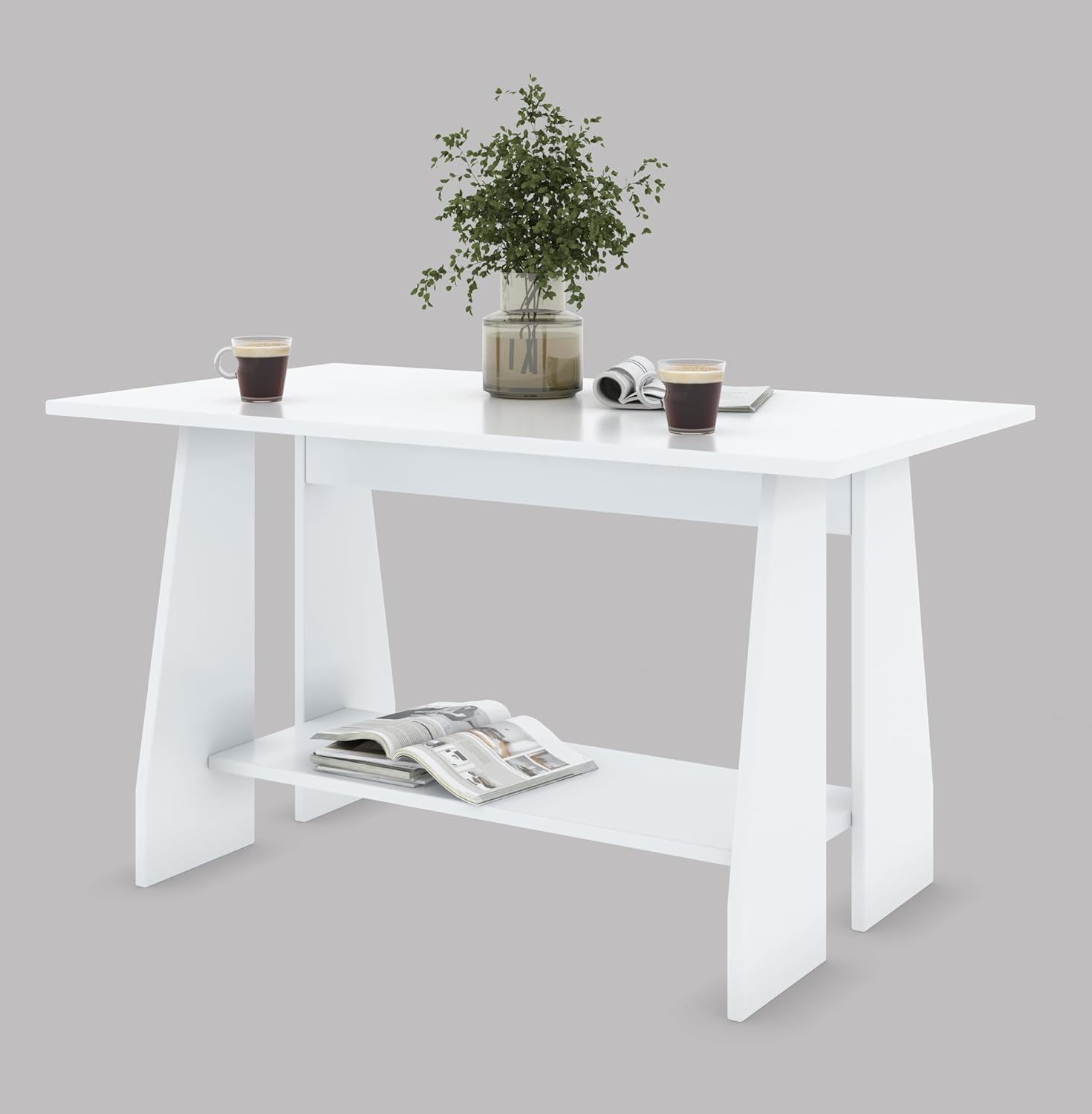 Sovo Coffee Centre Table with Shelf – Everest White