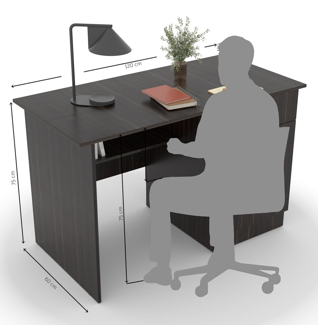 Study Desk with Drawer & Cabinet – Teak Walnut