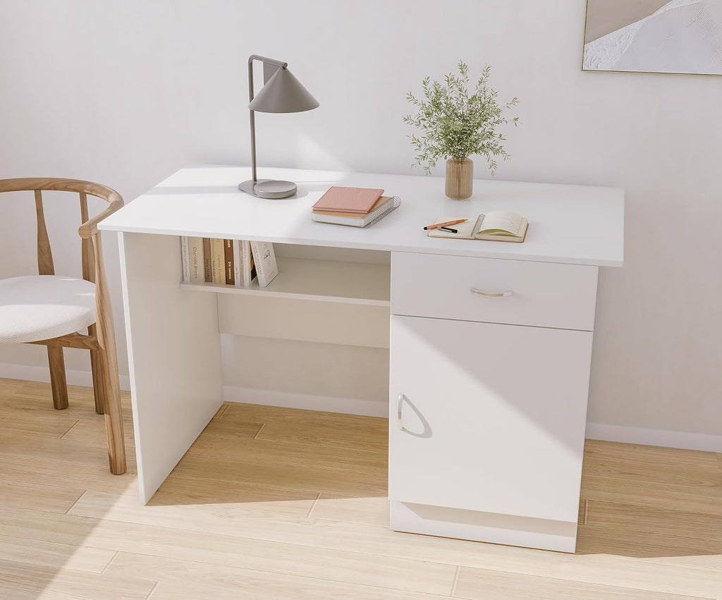 Study Desk with Keyboard Tray – Everest White