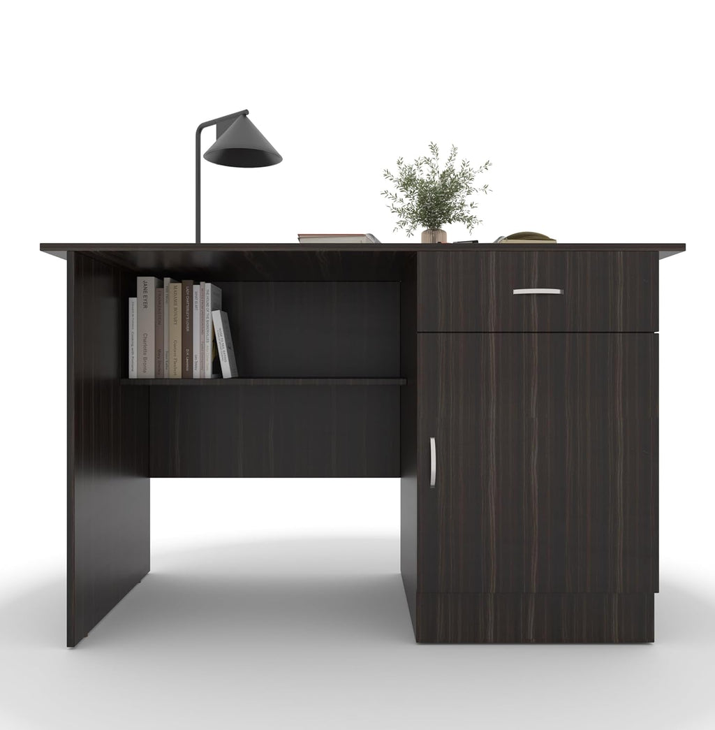 Study Desk with Drawer & Cabinet – Teak Walnut