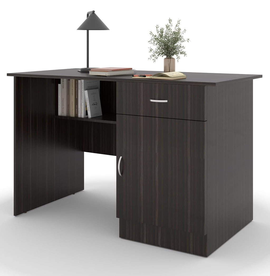 Study Desk with Drawer & Cabinet – Teak Walnut
