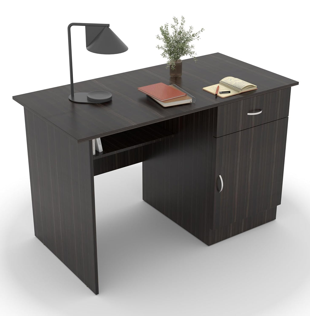 Study Desk with Drawer & Cabinet – Teak Walnut