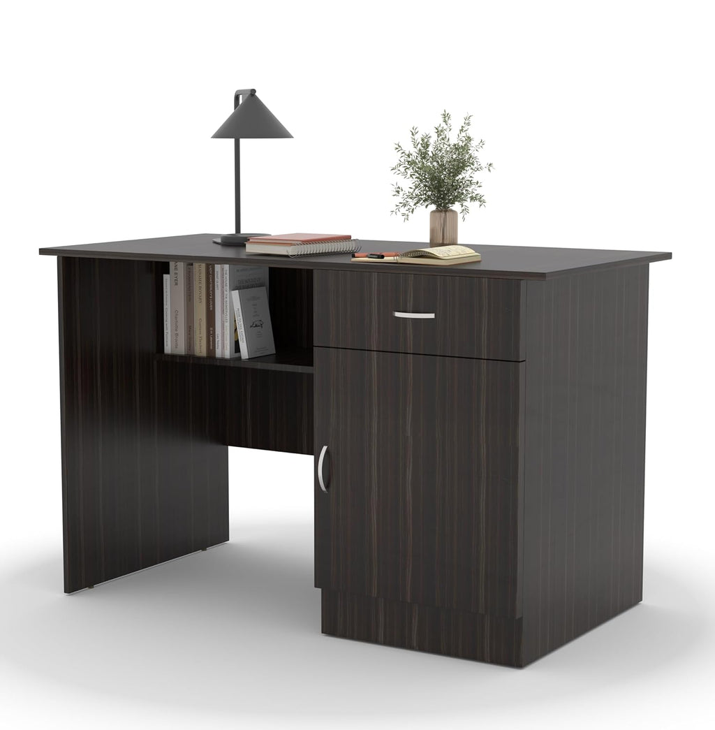 Study Desk with Drawer & Cabinet – Teak Walnut