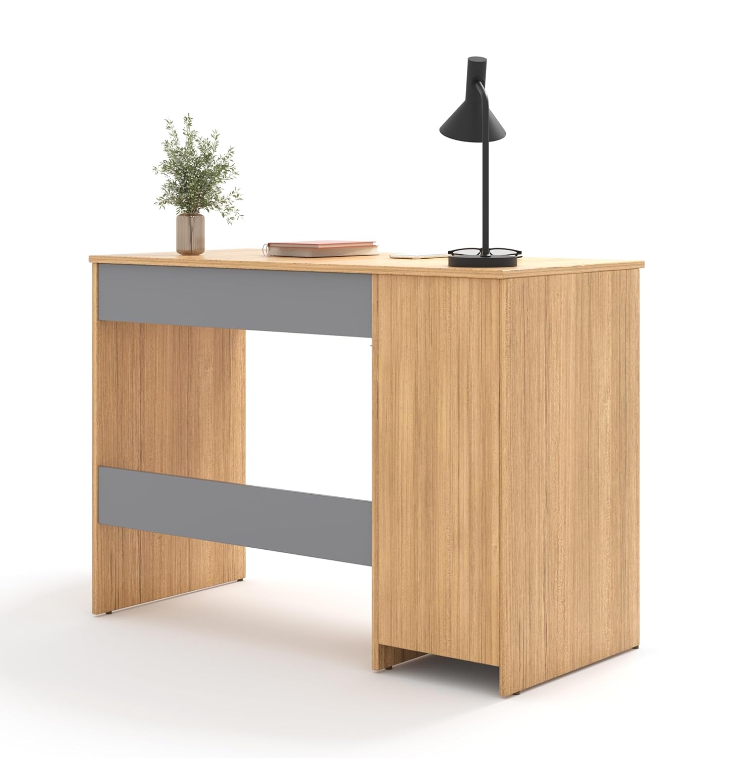 Study Desk with Keyboard Tray – Urban Teak & Grey
