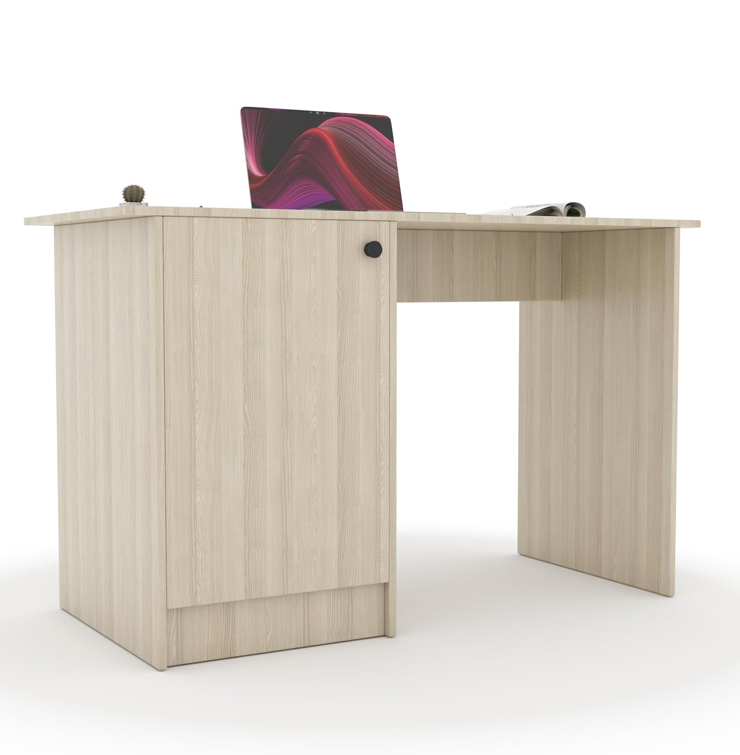 Tabloft Executive Desk with Cabinet – Acacia Light