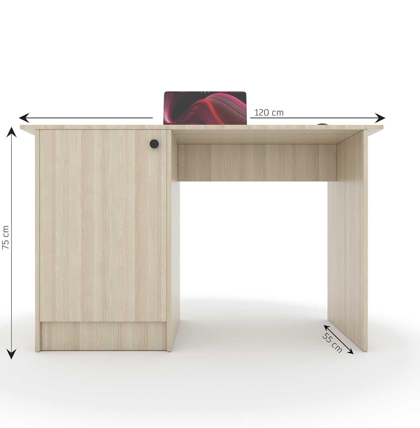 Tabloft Executive Desk with Cabinet – Acacia Light