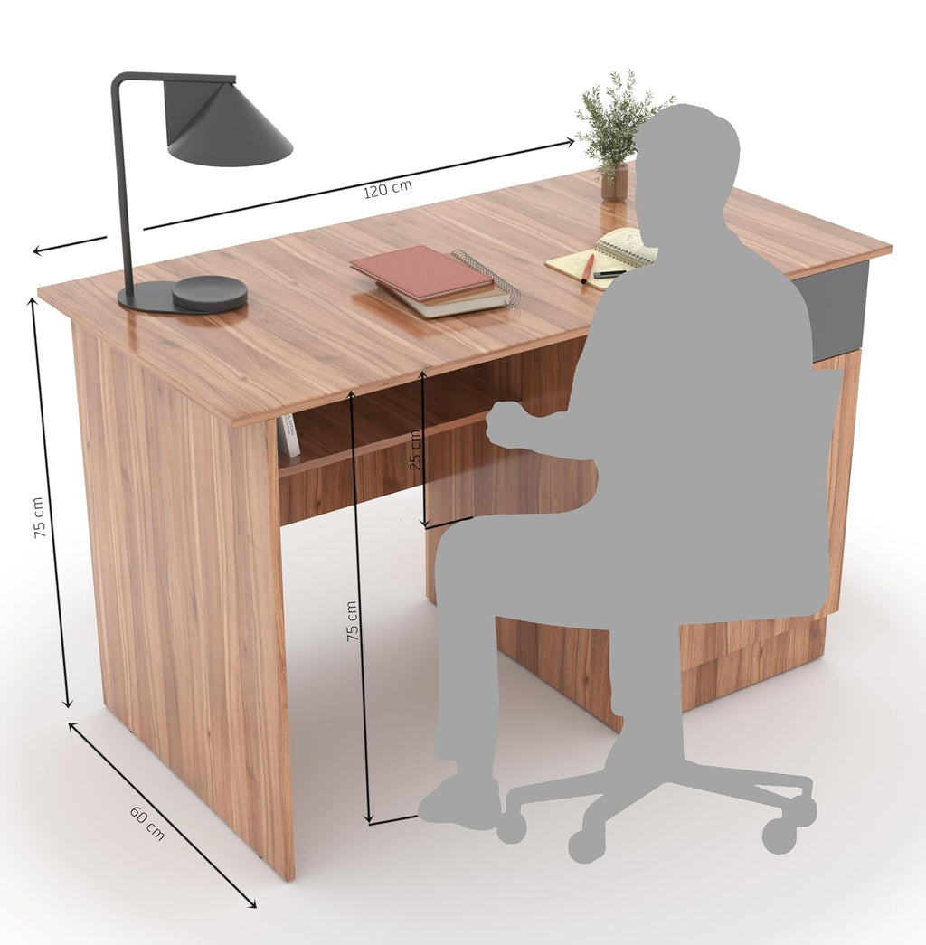Study Desk with Drawer & Cabinet – Lyon Walnut