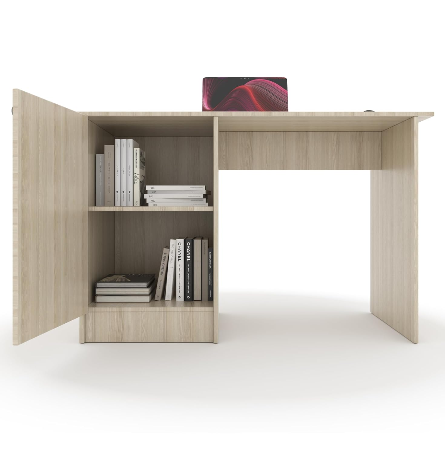 Tabloft Executive Desk with Cabinet – Acacia Light
