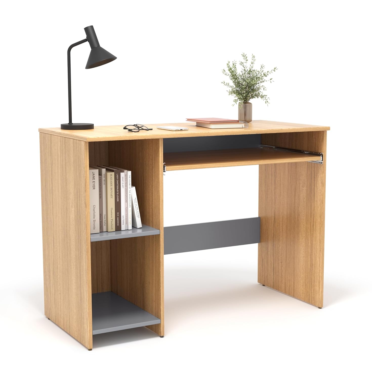 Study Desk with Keyboard Tray – Urban Teak & Grey