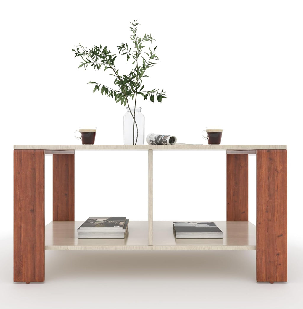 Mivo Coffee Table with Dual Shelf – Acacia Light & Pine