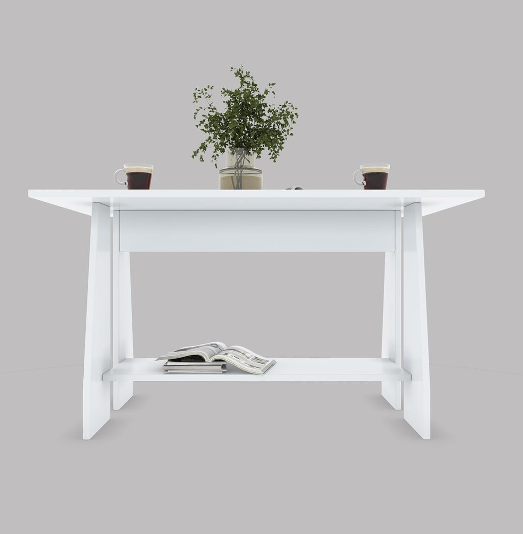 Sovo Coffee Centre Table with Shelf – Everest White