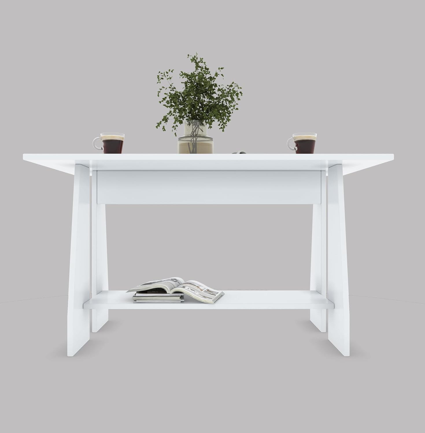 Sovo Coffee Centre Table with Shelf – Everest White