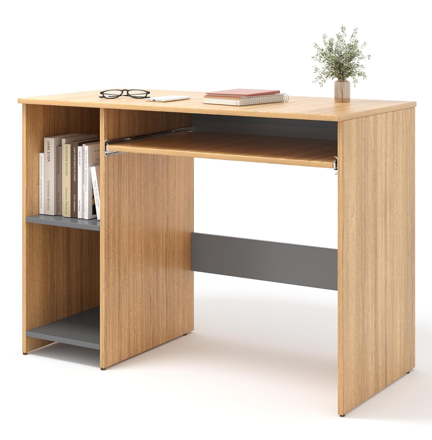 Study Desk with Keyboard Tray – Urban Teak & Grey