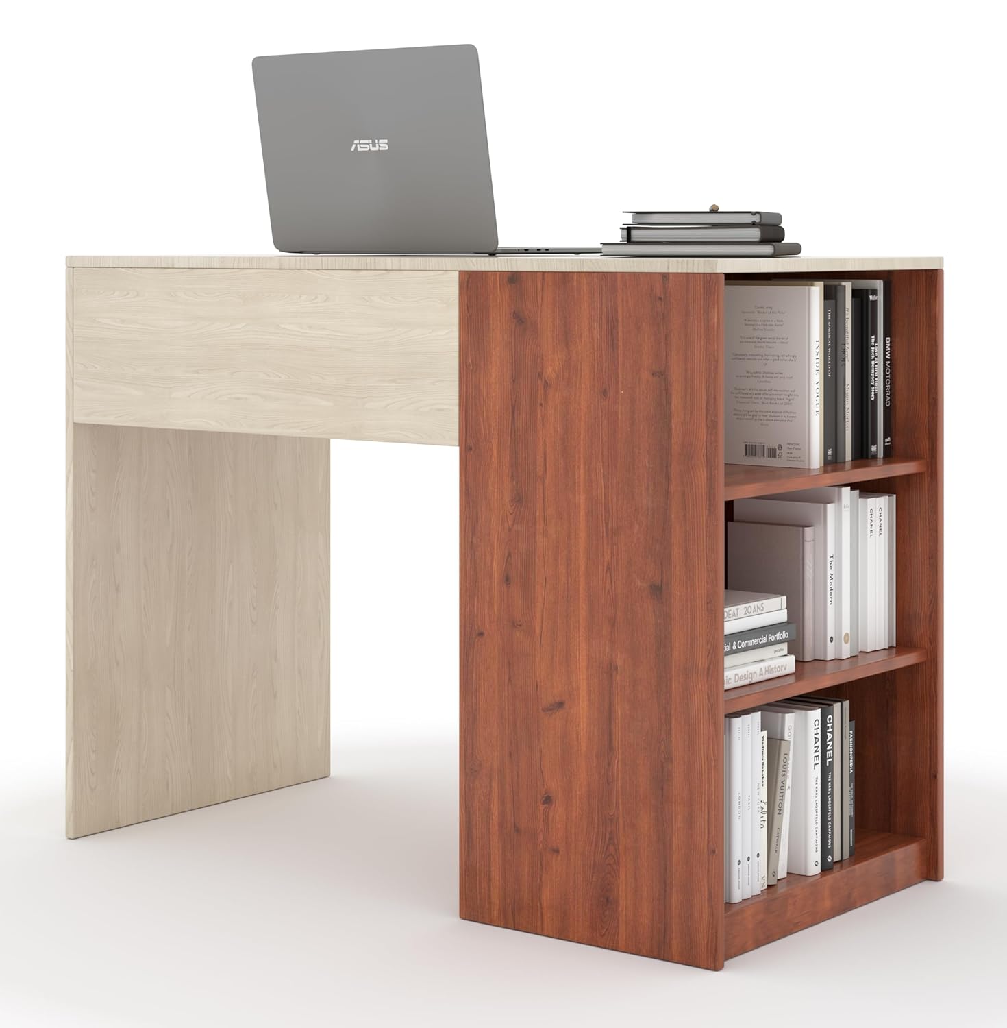 Study & Office Table with 3 Open Shelves – Acacia Pine