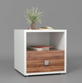 40x40x40CM Engineered Wood Larno Bedside Table with Open Shelf & Spacious Drawer