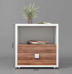 40x40x40CM Engineered Wood Larno Bedside Table with Open Shelf & Spacious Drawer