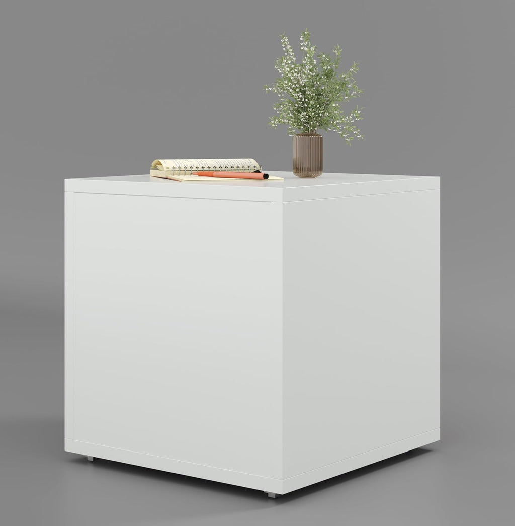 40x40x40CM Engineered Wood Larno Bedside Table with Open Shelf & Spacious Drawer