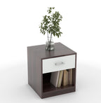 40x45x40CM Engineered Wood Uno Bedside Table with Open Shelf & Spacious Drawer