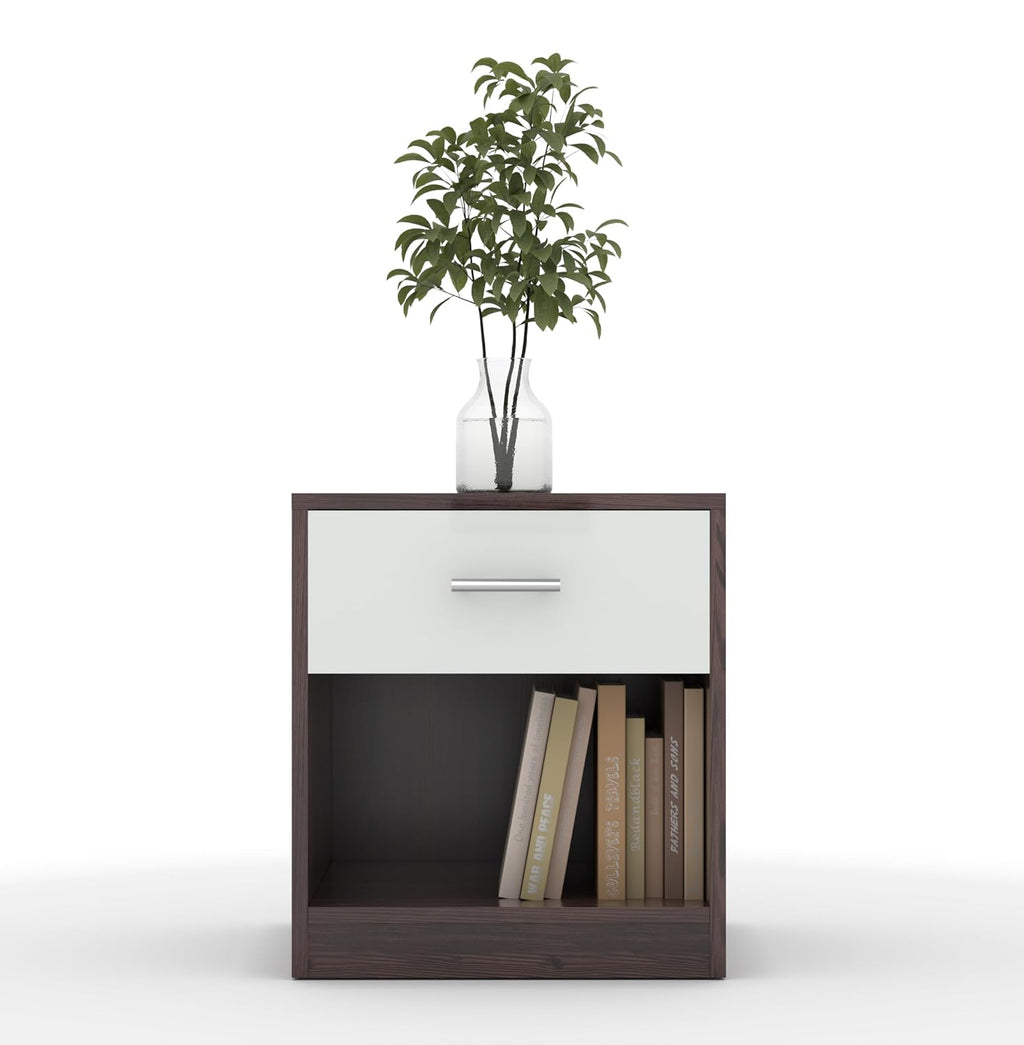 40x45x40CM Engineered Wood Uno Bedside Table with Open Shelf & Spacious Drawer